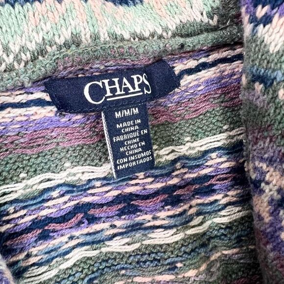 Chaps Sweater Vest Women Medium Button Up Fair Isle Grant Grandma Cozy Canincore - Picture 3 of 10